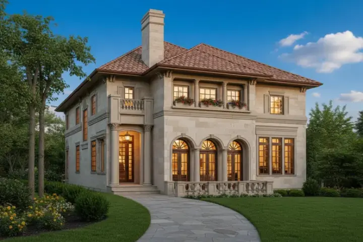 Mediterranean house plans 35-604 - front exterior, 4,442 sq ft, 4 bed, 4 bath house plans | Monster House Plans