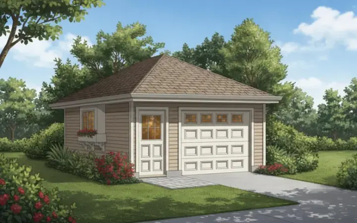 Traditional house plans 35-611 - front exterior, 320 sq ft, 0 bed, 0 bath house plans | Monster House Plans