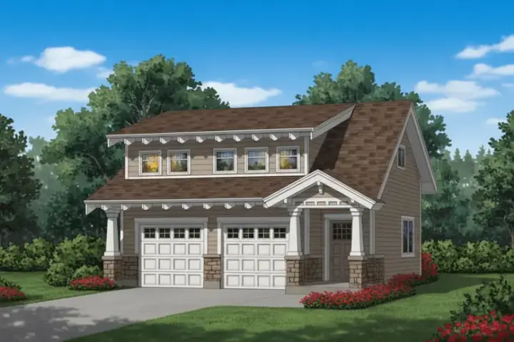 Bungalow house plans 35-638 - front exterior, 1,447 sq ft, 1 bed, 1 bath house plans | Monster House Plans
