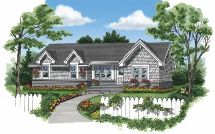 Country house plans 35-641 - front exterior, 604 sq ft, 1 bed, 1 bath house plans | Monster House Plans