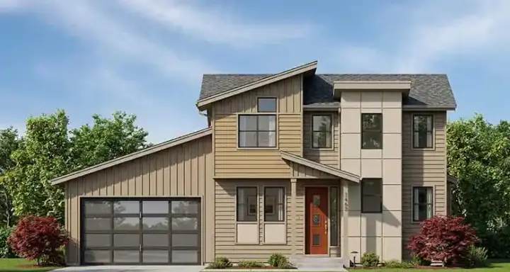 Contemporary house plans 36-109 - front exterior, 1,624 sq ft, 3 bed, 2 bath house plans | Monster House Plans