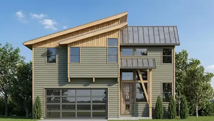 Modern house plans 36-113 - front exterior, 1,843 sq ft, 3 bed, 2 bath house plans | Monster House Plans