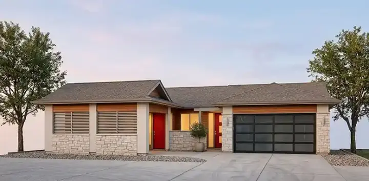 Modern house plans 36-118 - front exterior, 2,150 sq ft, 3 bed, 2 bath house plans | Monster House Plans