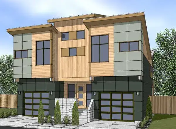 Contemporary house plans 36-120 - front exterior, 2,282 sq ft, 4 bed, 3 bath house plans | Monster House Plans