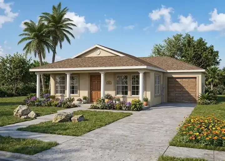 Traditional house plans 37-103 - front exterior, 1,250 sq ft, 3 bed, 2 bath house plans | Monster House Plans