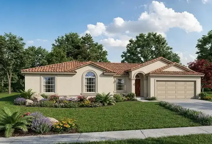 Mediterranean house plans 37-111 - front exterior, 1,658 sq ft, 4 bed, 2 bath house plans | Monster House Plans