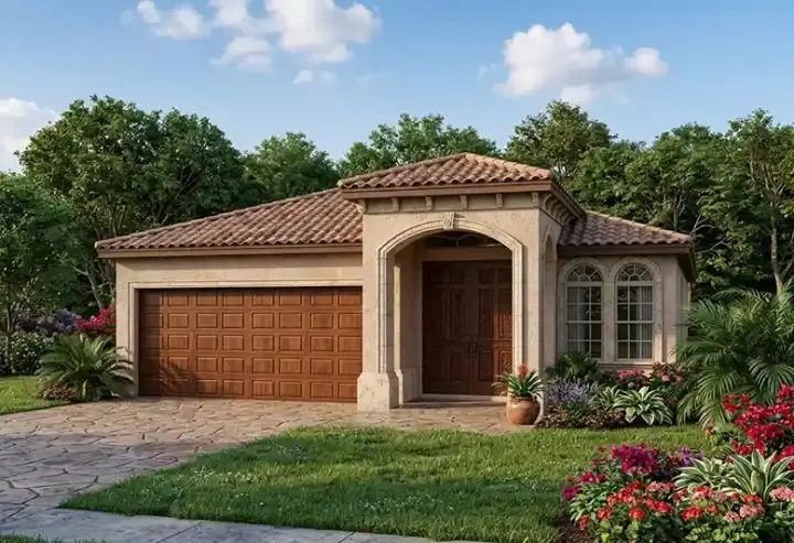 Mediterranean house plans 37-116 - front exterior, 1,744 sq ft, 3 bed, 2 bath house plans | Monster House Plans