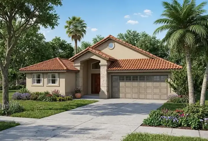 Florida house plans 37-117 - front exterior, 1,769 sq ft, 4 bed, 2 bath house plans | Monster House Plans