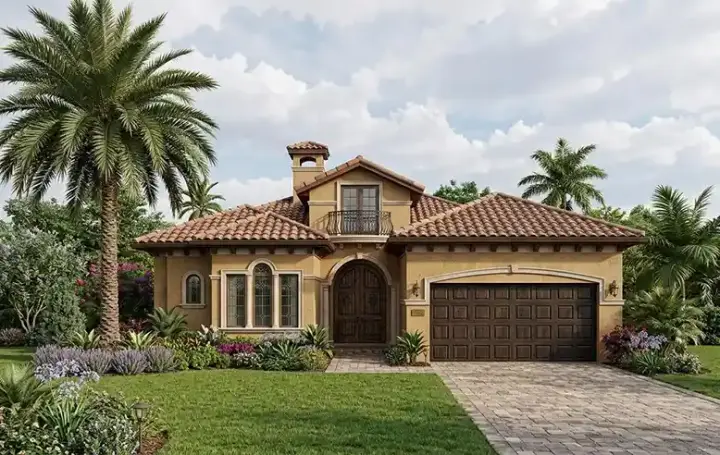 Mediterranean house plans 37-121 - front exterior, 3,368 sq ft, 3 bed, 3 bath house plans | Monster House Plans