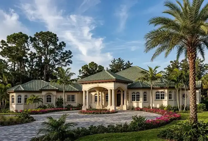 Mediterranean house plans 37-129 - front exterior, 4,680 sq ft, 3 bed, 2 bath house plans | Monster House Plans