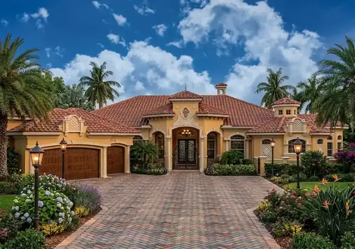 Italian house plans 37-133 - front exterior, 5,480 sq ft, 4 bed, 4 bath house plans | Monster House Plans