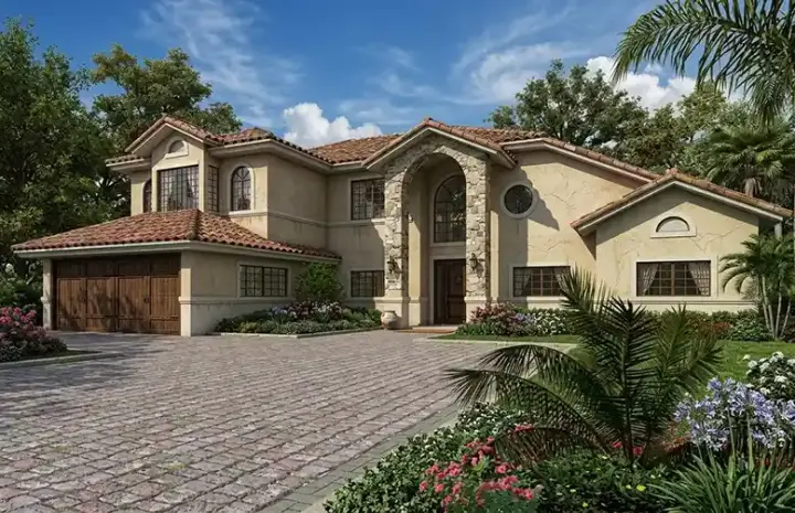 Florida house plans 37-136 - front exterior, 3,110 sq ft, 4 bed, 2 bath house plans | Monster House Plans