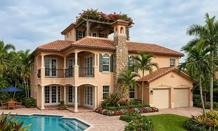 Mediterranean house plans 37-138 - front exterior, 3,212 sq ft, 4 bed, 4 bath house plans | Monster House Plans