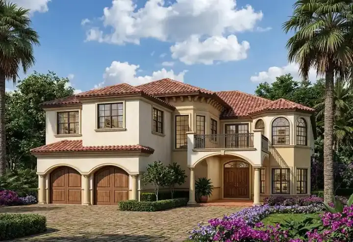 Mediterranean house plans 37-146 - front exterior, 3,869 sq ft, 4 bed, 3 bath house plans | Monster House Plans
