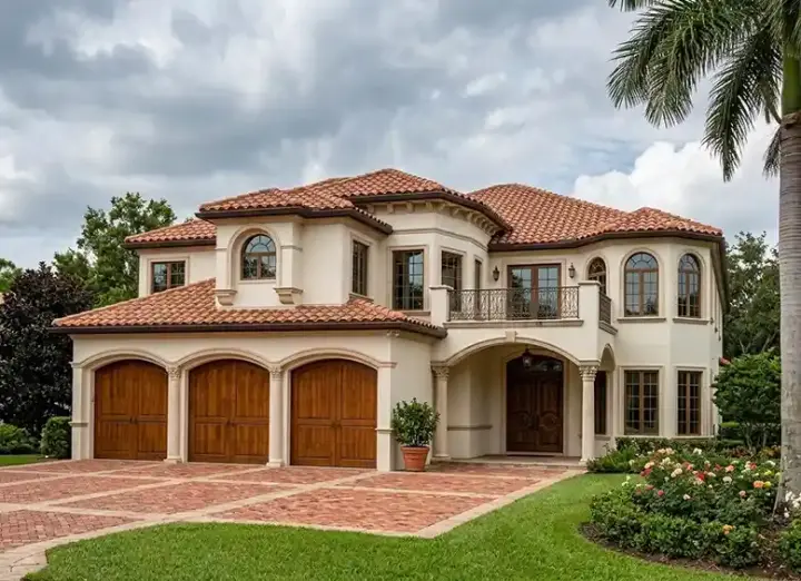 Mediterranean house plans 37-157 - front exterior, 4,713 sq ft, 7 bed, 4 bath house plans | Monster House Plans