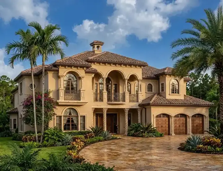 Mediterranean house plans 37-161 - front exterior, 4,984 sq ft, 6 bed, 4 bath house plans | Monster House Plans