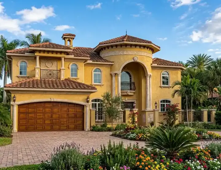 Italian house plans 37-171 - front exterior, 5,445 sq ft, 6 bed, 5 bath house plans | Monster House Plans