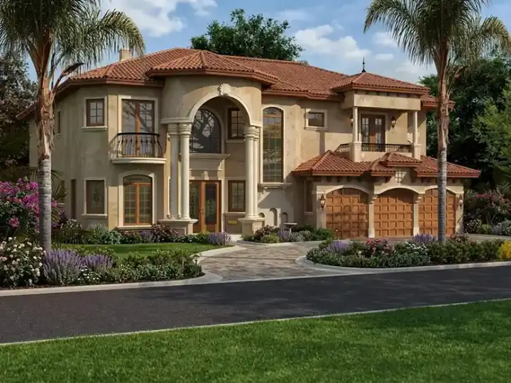 Mediterranean house plans 37-178 - front exterior, 5,743 sq ft, 5 bed, 5 bath house plans | Monster House Plans