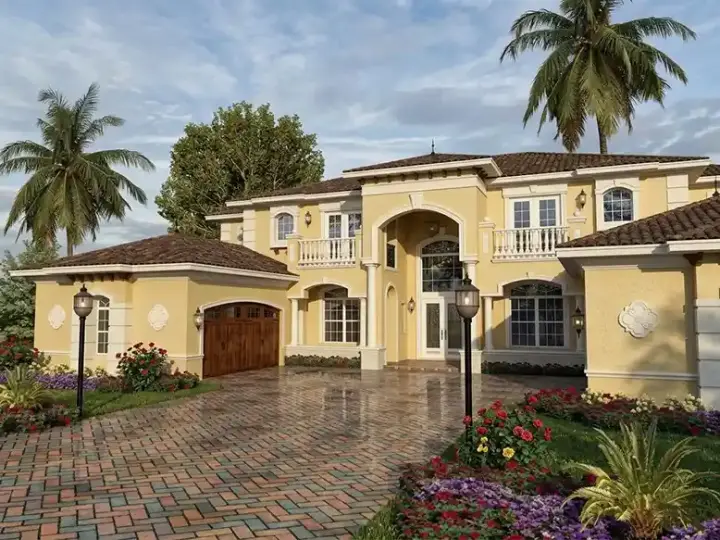 Mediterranean house plans 37-179 - front exterior, 5,754 sq ft, 5 bed, 4 bath house plans | Monster House Plans