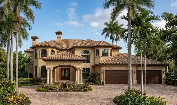 Mediterranean house plans 37-180 - front exterior, 5,810 sq ft, 6 bed, 5 bath house plans | Monster House Plans