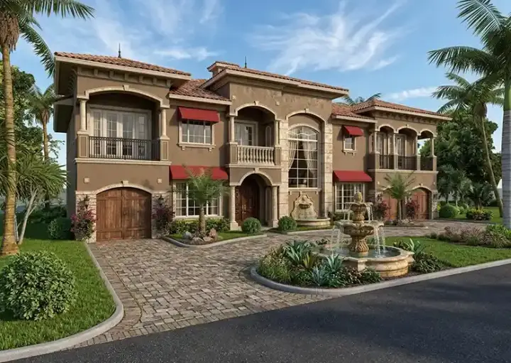 Mediterranean house plans 37-182 - front exterior, 6,009 sq ft, 4 bed, 5 bath house plans | Monster House Plans