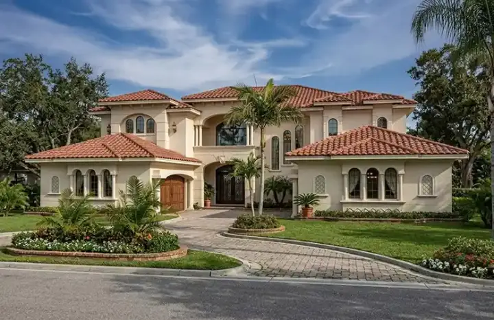 Mediterranean house plans 37-187 - front exterior, 6,175 sq ft, 7 bed, 6 bath house plans | Monster House Plans
