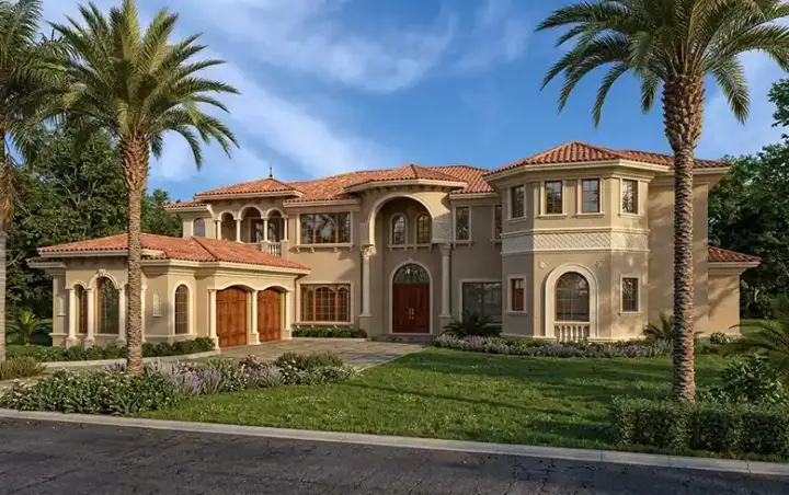 Mediterranean house plans 37-196 - front exterior, 7,502 sq ft, 7 bed, 7 bath house plans | Monster House Plans