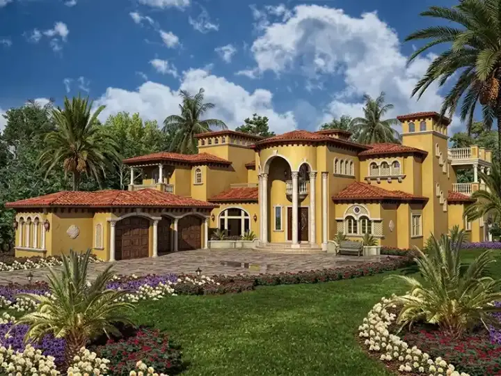 Mediterranean house plans 37-197 - front exterior, 7,893 sq ft, 6 bed, 7 bath house plans | Monster House Plans