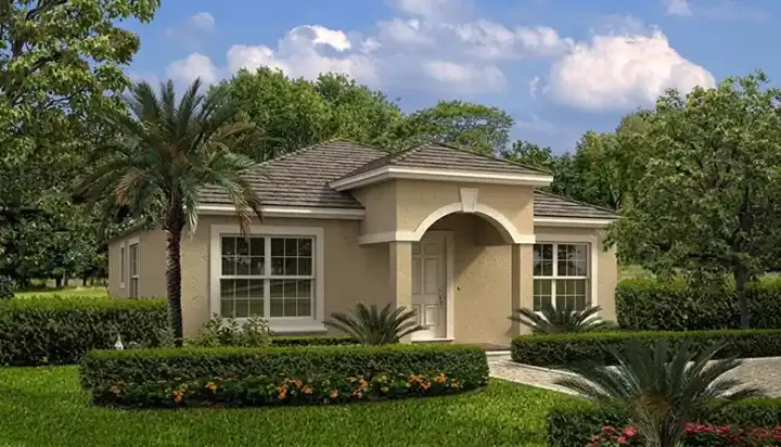Florida house plans 37-202 - front exterior, 1,474 sq ft, 3 bed, 2 bath house plans | Monster House Plans