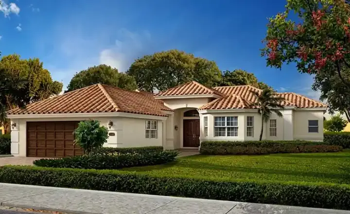 Mediterranean house plans 37-208 - front exterior, 2,704 sq ft, 3 bed, 3 bath house plans | Monster House Plans