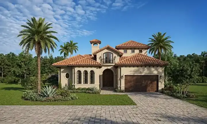 Mediterranean house plans 37-234 - front exterior, 3,983 sq ft, 4 bed, 4 bath house plans | Monster House Plans