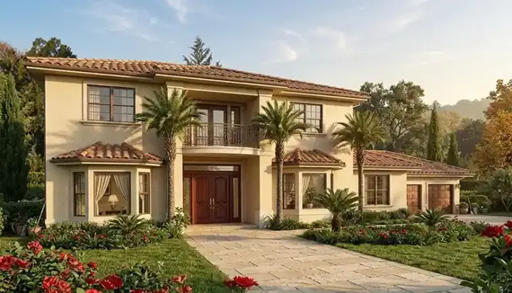 Florida house plans 37-241 - front exterior, 4,883 sq ft, 6 bed, 7 bath house plans | Monster House Plans