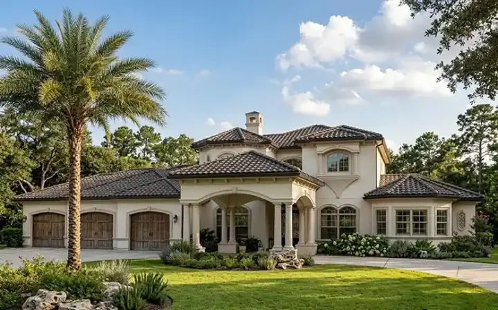 Mediterranean house plans 37-245 - front exterior, 5,135 sq ft, 4 bed, 4 bath house plans | Monster House Plans