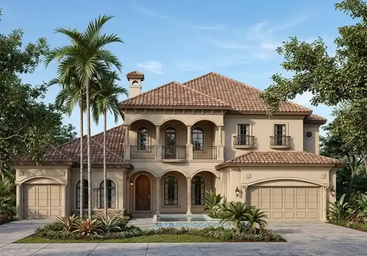 Mediterranean house plans 37-247 - front exterior, 5,412 sq ft, 5 bed, 6 bath house plans | Monster House Plans