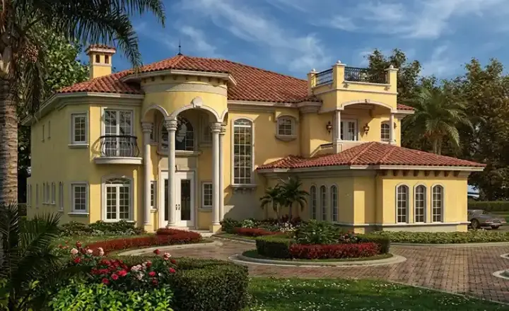 Italian house plans 37-248 - front exterior, 6,784 sq ft, 6 bed, 7 bath house plans | Monster House Plans