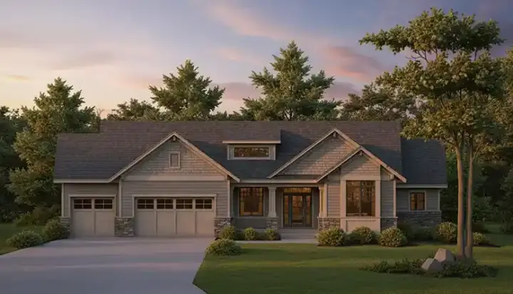 Craftsman house plans 38-131 - front exterior, 1,918 sq ft, 2 bed, 1 bath house plans | Monster House Plans