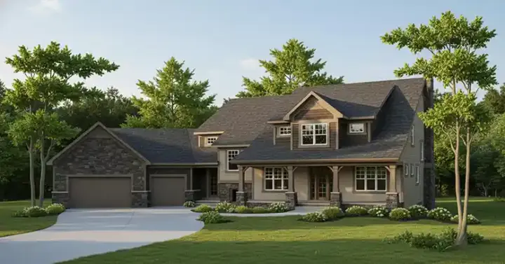 Craftsman house plans 38-222 - front exterior, 3,289 sq ft, 3 bed, 2 bath house plans | Monster House Plans