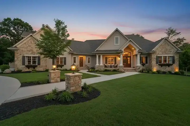 Traditional house plans 38-269 - front exterior, 7,514 sq ft, 5 bed, 4 bath house plans | Monster House Plans