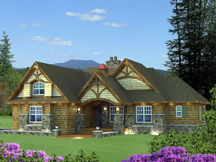 Country house plans 38-509 - front exterior, 1,858 sq ft, 3 bed, 3 bath house plans | Monster House Plans