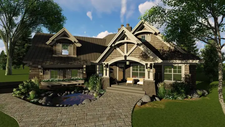 Craftsman house plans 38-511 - front exterior, 2,177 sq ft, 3 bed, 3 bath house plans | Monster House Plans