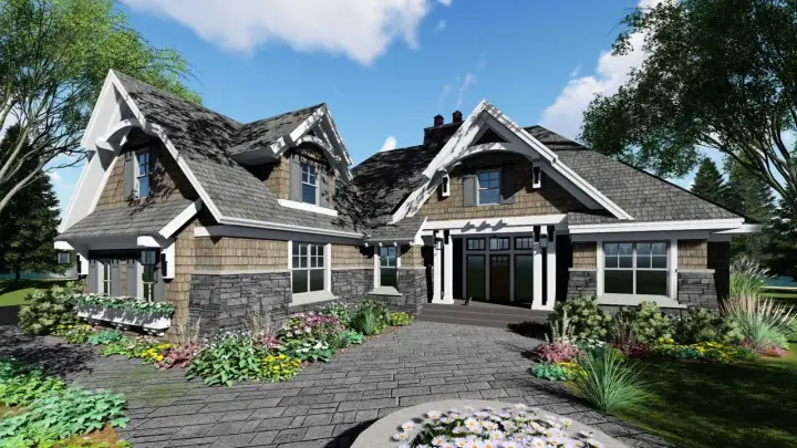 Craftsman house plans 38-513 - front exterior, 2,370 sq ft, 4 bed, 3 bath house plans | Monster House Plans