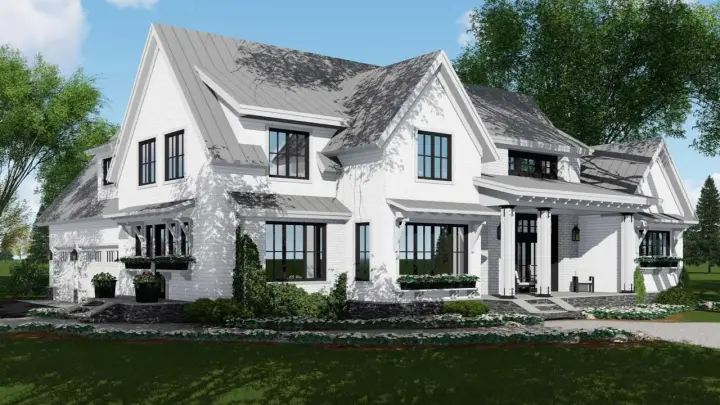 Modern Farmhouse house plans 38-526 - front exterior, 2,886 sq ft, 4 bed, 4 bath house plans | Monster House Plans