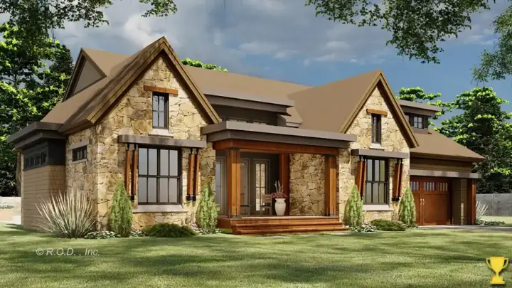 Bungalow house plans 38-530 - front exterior, 2,358 sq ft, 3 bed, 2 bath house plans | Monster House Plans