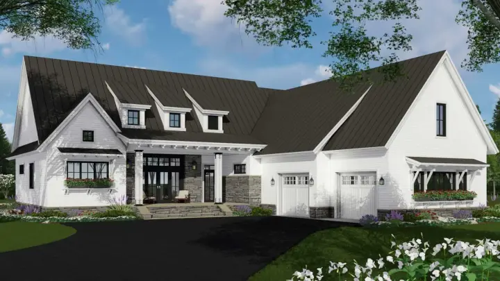 Modern Farmhouse house plans 38-536 - front exterior, 2,340 sq ft, 3 bed, 2 bath house plans | Monster House Plans