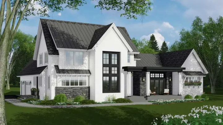 Modern Farmhouse house plans 38-537 - front exterior, 3,011 sq ft, 4 bed, 3 bath house plans | Monster House Plans