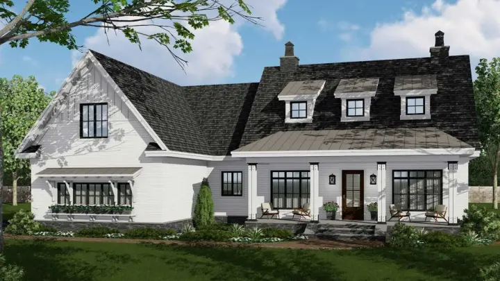 Modern Farmhouse house plans 38-539 - front exterior, 2,332 sq ft, 3 bed, 2 bath house plans | Monster House Plans