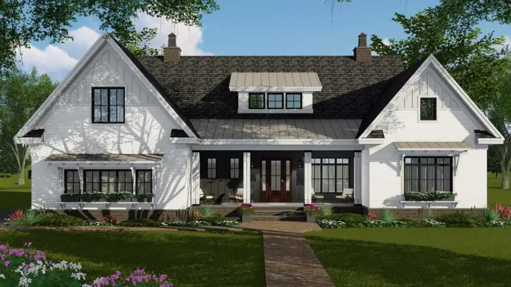 Modern Farmhouse house plans 38-541 - front exterior, 2,514 sq ft, 4 bed, 3 bath house plans | Monster House Plans