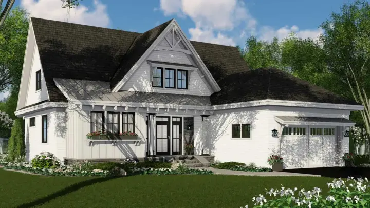 Modern Farmhouse house plans 38-542 - front exterior, 2,453 sq ft, 3 bed, 3 bath house plans | Monster House Plans