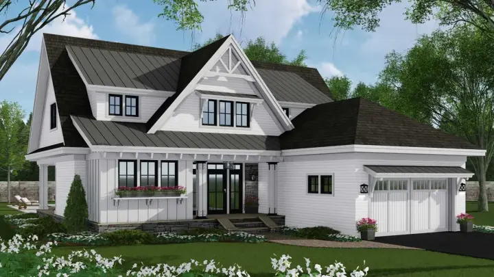Modern Farmhouse house plans 38-544 - front exterior, 2,652 sq ft, 4 bed, 3 bath house plans | Monster House Plans