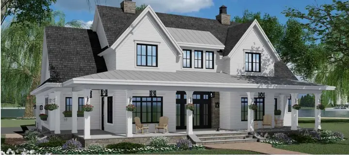 Modern Farmhouse house plans 38-546 - front exterior, 2,570 sq ft, 3 bed, 3 bath house plans | Monster House Plans